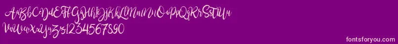 BrushgyoPersonalUse-Schriftart – Rosa Schriften auf violettem Hintergrund