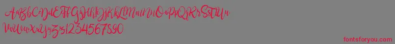 BrushgyoPersonalUse Font – Red Fonts on Gray Background