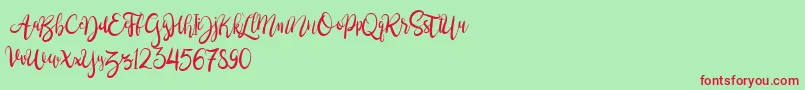 BrushgyoPersonalUse Font – Red Fonts on Green Background