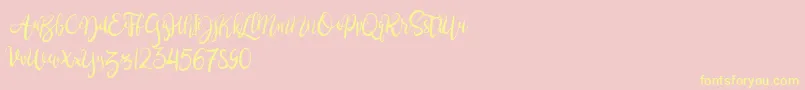 BrushgyoPersonalUse Font – Yellow Fonts on Pink Background