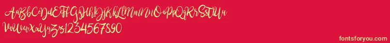 BrushgyoPersonalUse Font – Yellow Fonts on Red Background