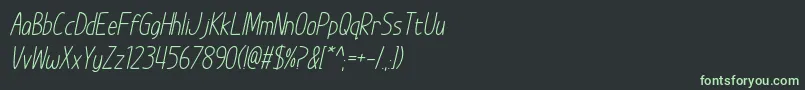 Fonte ImWunderlandItalic – fontes verdes em um fundo preto