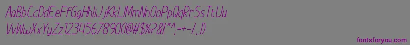 Шрифт ImWunderlandItalic – фиолетовые шрифты на сером фоне