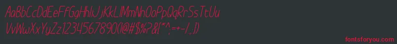 Fonte ImWunderlandItalic – fontes vermelhas em um fundo preto