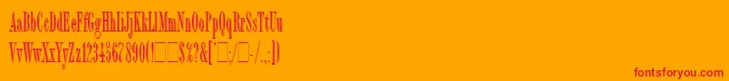 BordeauxDisplayLetPlain.1.0-fontti – punaiset fontit oranssilla taustalla