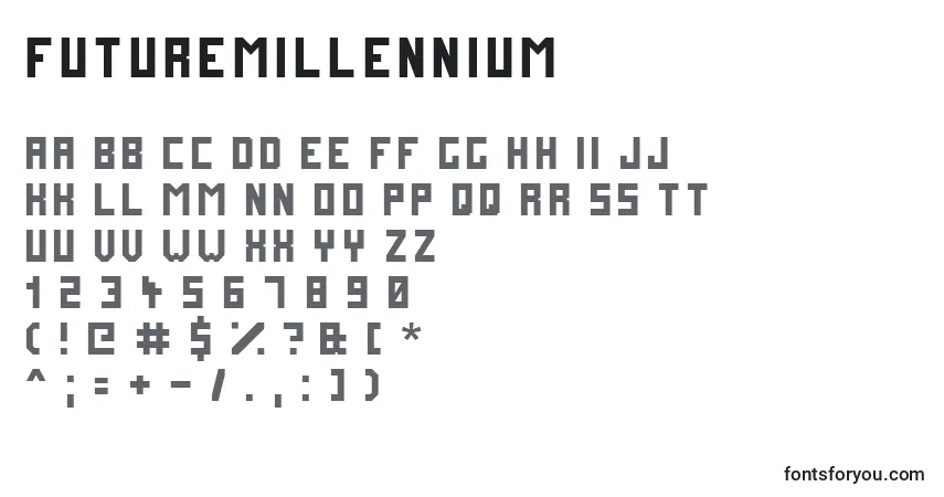 caractères de police futuremillennium, lettres de police futuremillennium, alphabet de police futuremillennium
