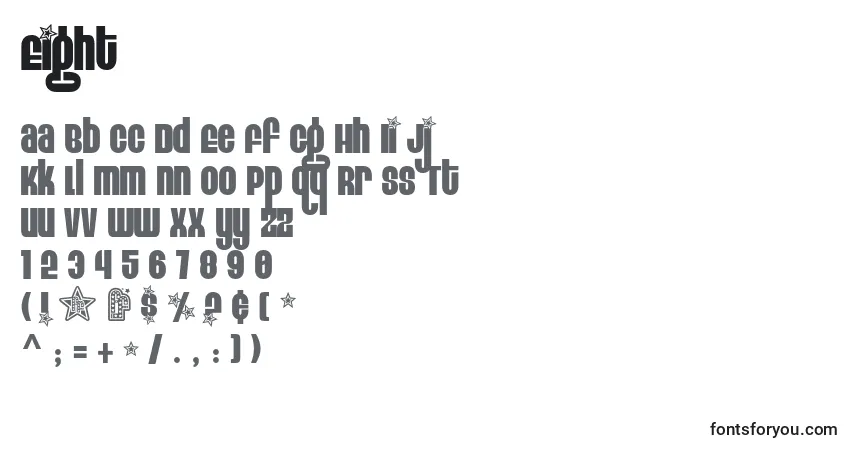 Czcionka Eight – alfabet, cyfry, specjalne znaki