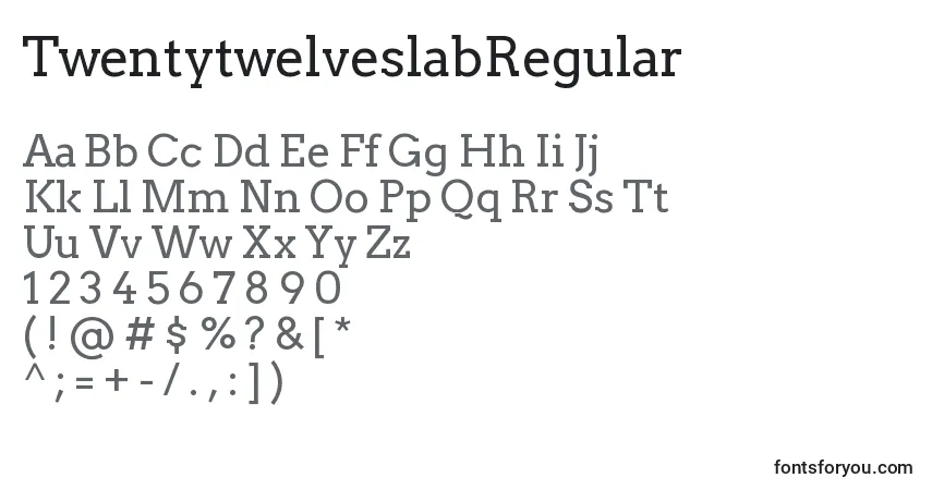 Police TwentytwelveslabRegular - Alphabet, Chiffres, Caractères Spéciaux