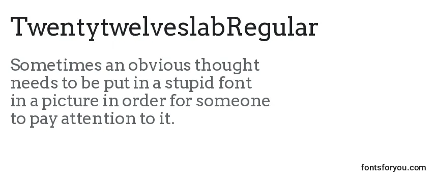 TwentytwelveslabRegular Font