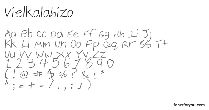 A fonte Vielkalahizo – alfabeto, números, caracteres especiais