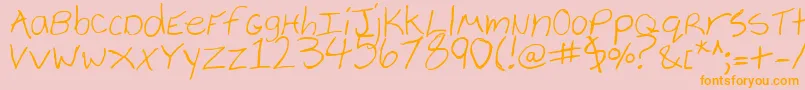 Vielkalahizo-Schriftart – Orangefarbene Schriften auf rosa Hintergrund