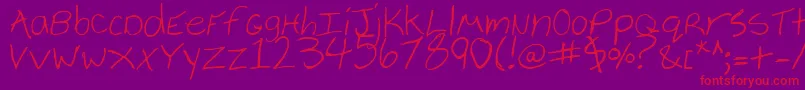 Czcionka Vielkalahizo – czerwone czcionki na fioletowym tle