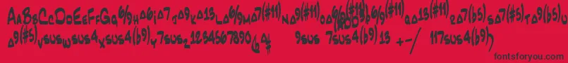 JazzcordRegular-Schriftart – Schwarze Schriften auf rotem Hintergrund