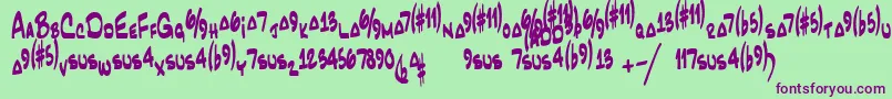JazzcordRegular Font – Purple Fonts on Green Background