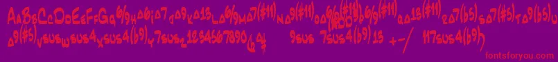 JazzcordRegular-Schriftart – Rote Schriften auf violettem Hintergrund