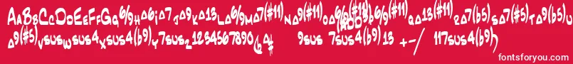 Fonte JazzcordRegular – fontes brancas em um fundo vermelho