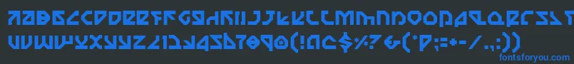 Nostromo-Schriftart – Blaue Schriften auf schwarzem Hintergrund