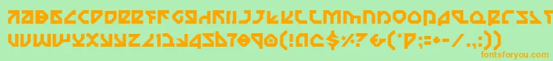 フォントNostromo – オレンジの文字が緑の背景にあります。