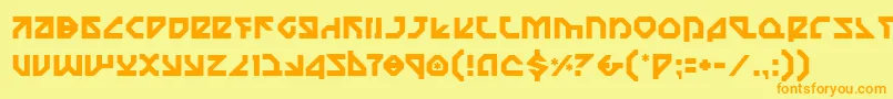 フォントNostromo – オレンジの文字が黄色の背景にあります。