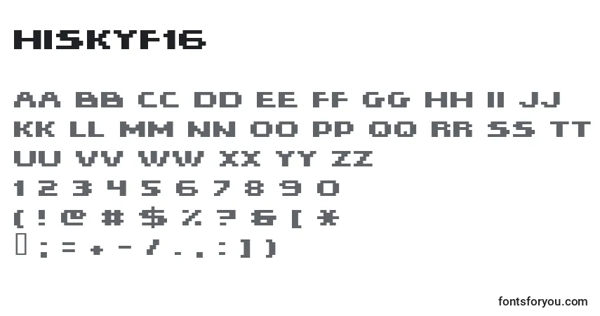 A fonte Hiskyf16 – alfabeto, números, caracteres especiais