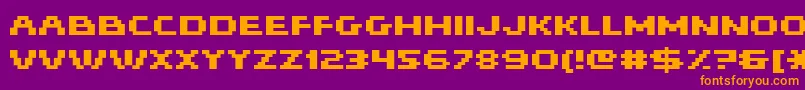 フォントHiskyf16 – 紫色の背景にオレンジのフォント