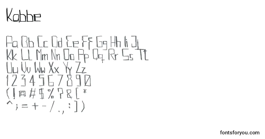A fonte Kabbe – alfabeto, números, caracteres especiais