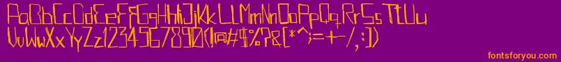 Kabbe-fontti – oranssit fontit violetilla taustalla