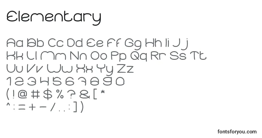 Czcionka Elementary – alfabet, cyfry, specjalne znaki