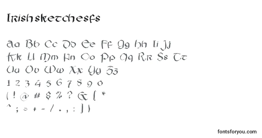 Czcionka Irishsketchesfs – alfabet, cyfry, specjalne znaki