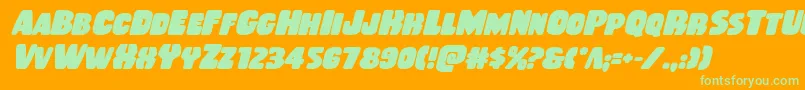 More about Rubberboyboldital Font Rubberboyboldital Font – Green Fonts on Orange Background