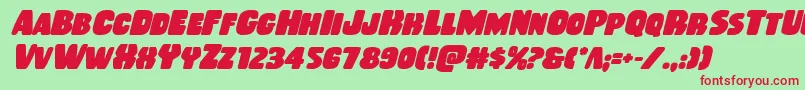 フォントRubberboyboldital – 赤い文字の緑の背景