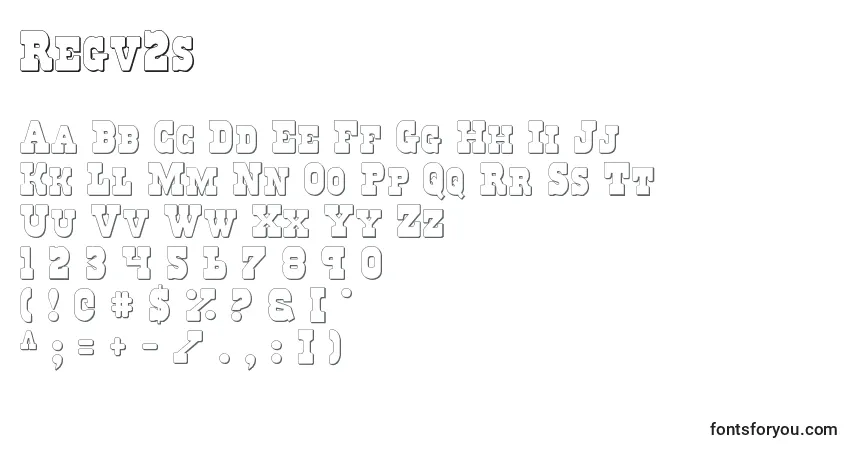 A fonte Regv2s – alfabeto, números, caracteres especiais