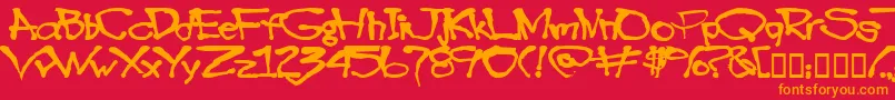 フォントBlotto40 – 赤い背景にオレンジの文字