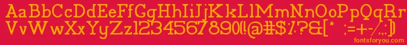 フォントPelida – 赤い背景にオレンジの文字