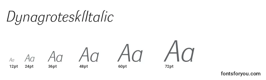 Размеры шрифта DynagrotesklItalic