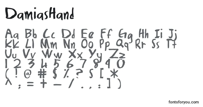DamiasHandフォント–アルファベット、数字、特殊文字
