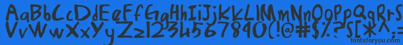 DamiasHand Font – Black Fonts on Blue Background