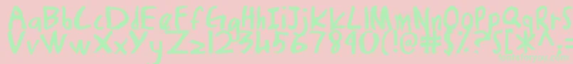 DamiasHand Font – Green Fonts on Pink Background