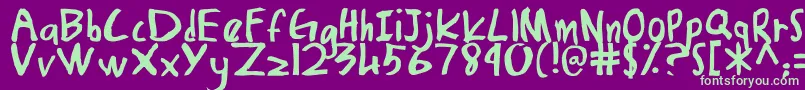 DamiasHand Font – Green Fonts on Purple Background
