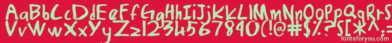 フォントDamiasHand – 赤い背景に緑の文字
