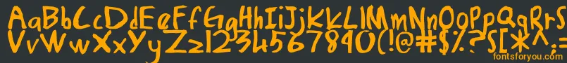 フォントDamiasHand – 黒い背景にオレンジの文字