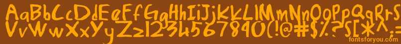 DamiasHand Font – Orange Fonts on Brown Background