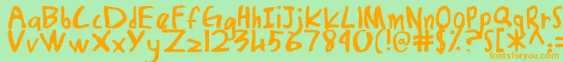 DamiasHand Font – Orange Fonts on Green Background