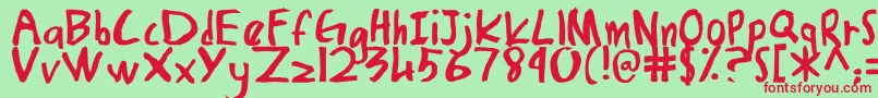 DamiasHand Font – Red Fonts on Green Background