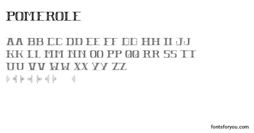 Schriftart Pomerole – Alphabet, Zahlen, spezielle Symbole