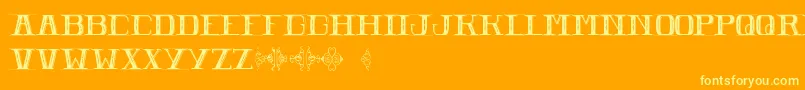 Pomerole-Schriftart – Gelbe Schriften auf orangefarbenem Hintergrund