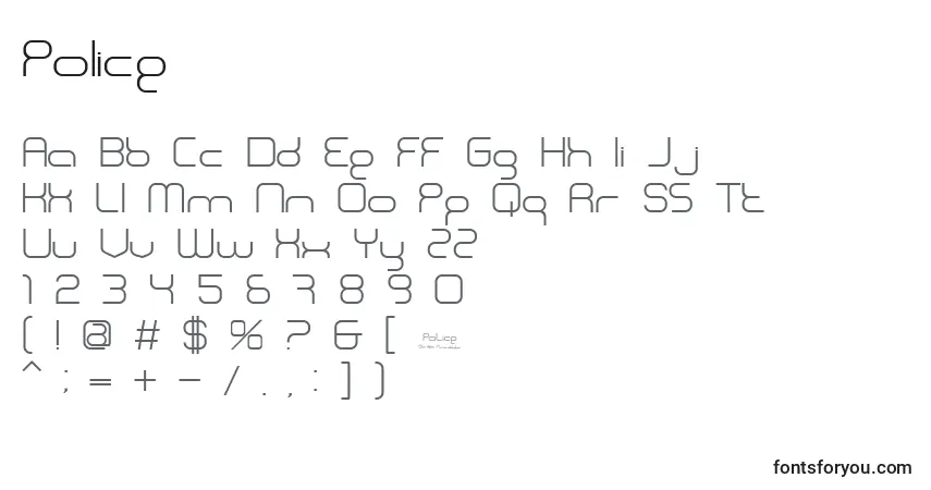 Шрифт Police – алфавит, цифры, специальные символы