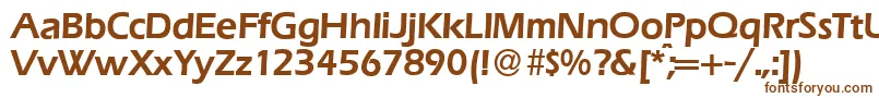 E820SansDemiRegular-Schriftart – Braune Schriften auf weißem Hintergrund