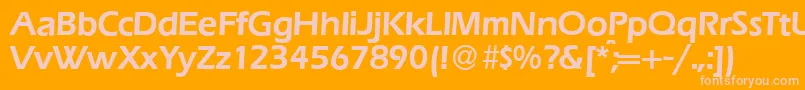 Czcionka E820SansDemiRegular – różowe czcionki na pomarańczowym tle