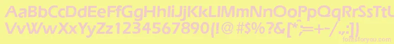 E820SansDemiRegular-fontti – vaaleanpunaiset fontit keltaisella taustalla